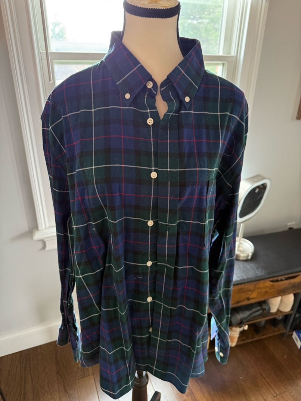 Ralph Lauren Green and Navy Plaid Button-Down Shirt